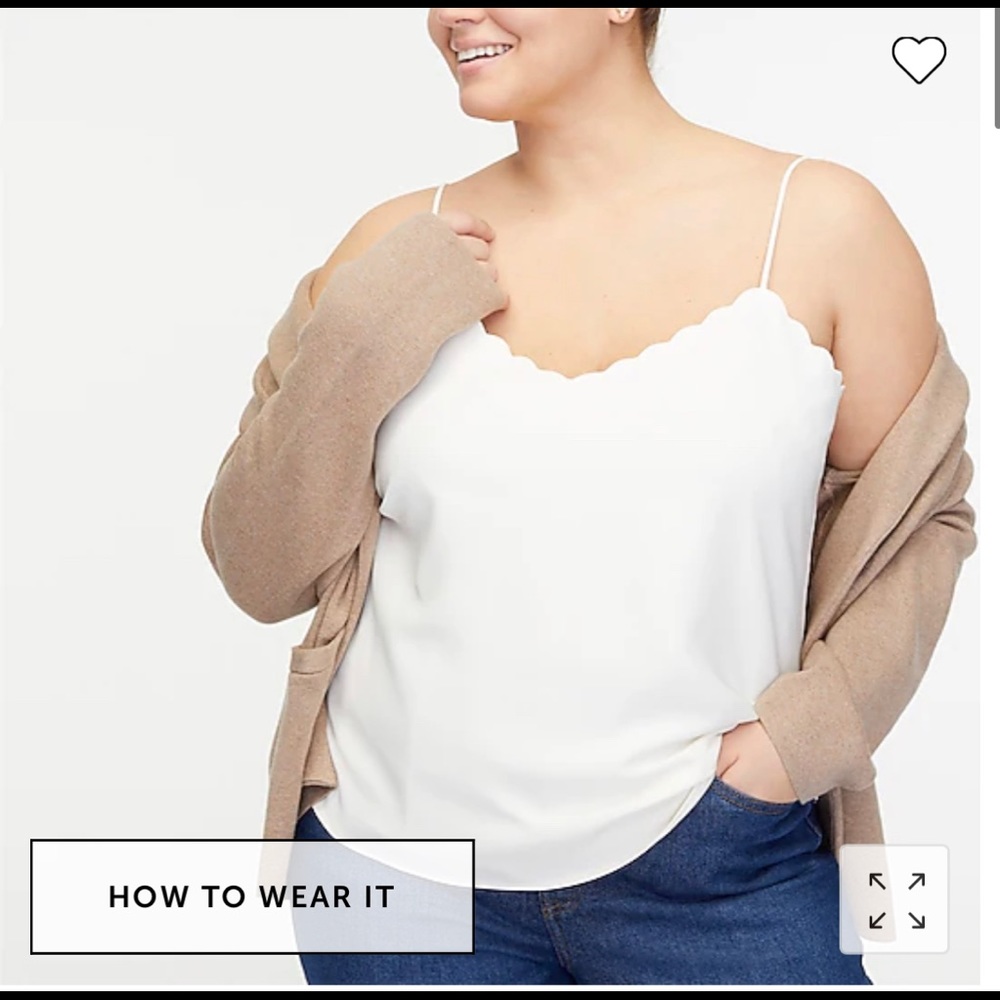 J Crew Beige Scallop Cami Tank BNWT